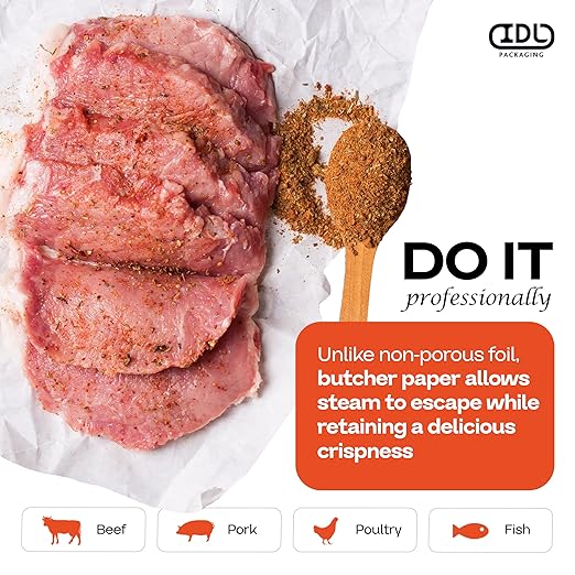 White Butcher Paper 24" x 2160" (180 feet) - USA-Made Natural Butcher Paper Roll for Meat and Fish - Uncoated, Unwaxed & Food-Grade Butcher Material for Smoker, Grilling & BBQ by IDL Packaging