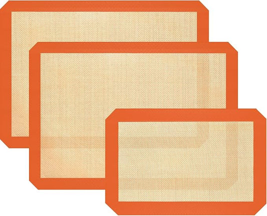 Silicone Baking Mat, 3 Pack Reusable Baking Mat, Non-Stick, Food Safe Silicone Mats for Baking, Oven Baking Sheet for Making Cookies, Macaroons, Bread