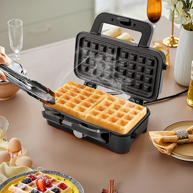 ARLIME 3 in 1 Waffle Maker, 1082W Electric Panini Press Grill w/Non-stick Plates, Indicator Lights, Cool Touch Handle, Sandwich Maker w/ 5-gear Temperature Control for Breakfast Grilled Cheese Steak