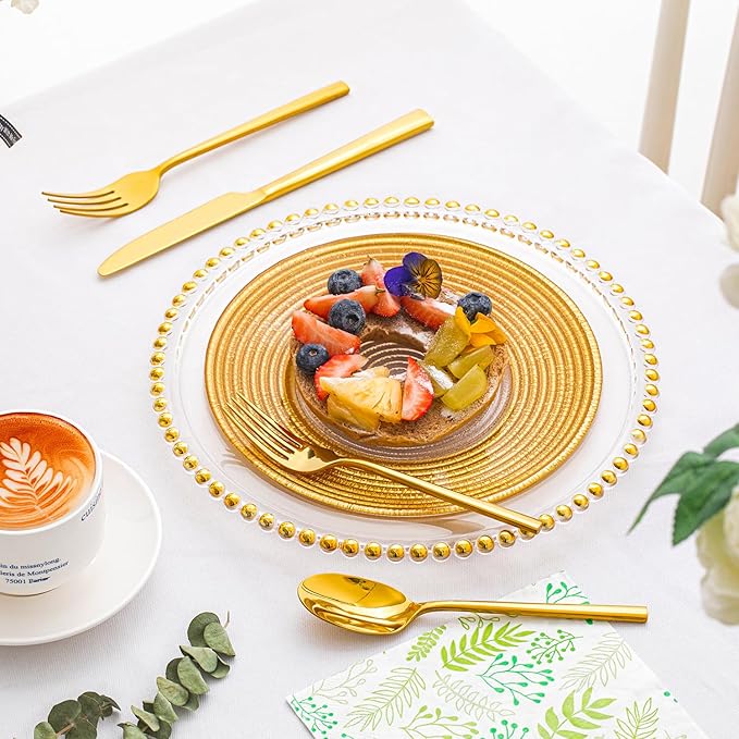 KINGSTONE Gold Silverware Set, 40-Piece Forged Flatware Set Cutlery Set Premium Stainless Steel, Service for 8, for Kitchen, Home, Wedding, Party, Mirror Polished Dishwasher Safe