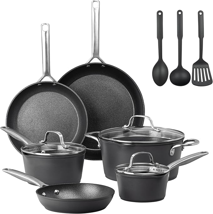 GRANITESTONE 14 Pc Induction Cookware Sets, Kitchen Pots and Pans Set Non Stick, Kitchen Cookware Sets, Nonstick Cookware Set, Non Stick Pots and Pan Set, Hard Anodized, Oven and Dishwasher Safe