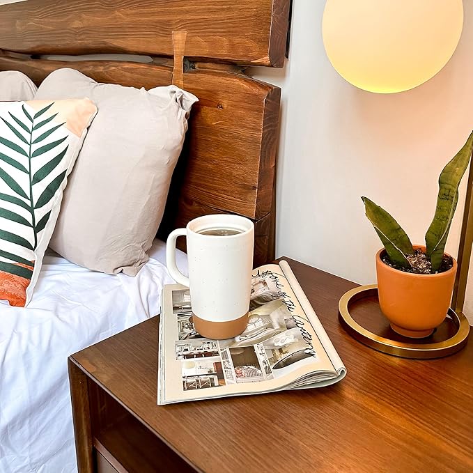 Mora Ceramics Large Tea Mug with Loose Leaf Infuser and Ceramic Lid, 18 oz, Portable, Microwave and Dishwasher Safe, Tall Coffee Cup - Rustic Matte Ceramic Glaze, Modern Herbal Tea Strainer, Cotton