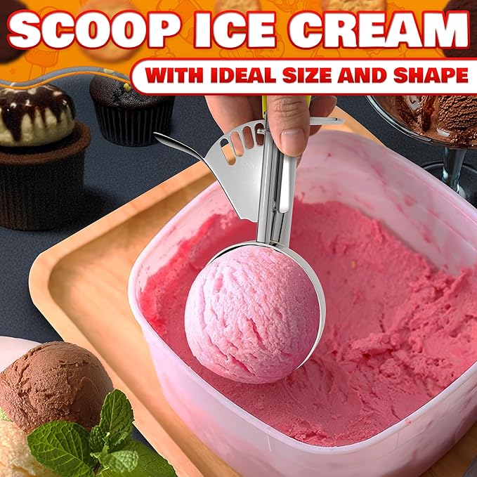 Cookie Scoop Set - Ice Cream Scoop with Trigger - Cookie Scoops for Baking Set of 3, #16 (2.7 oz), #20 (2 oz), #30 (1.25 oz), Stainless Steel Versatile Tool for Baking, Cookies, and Desserts