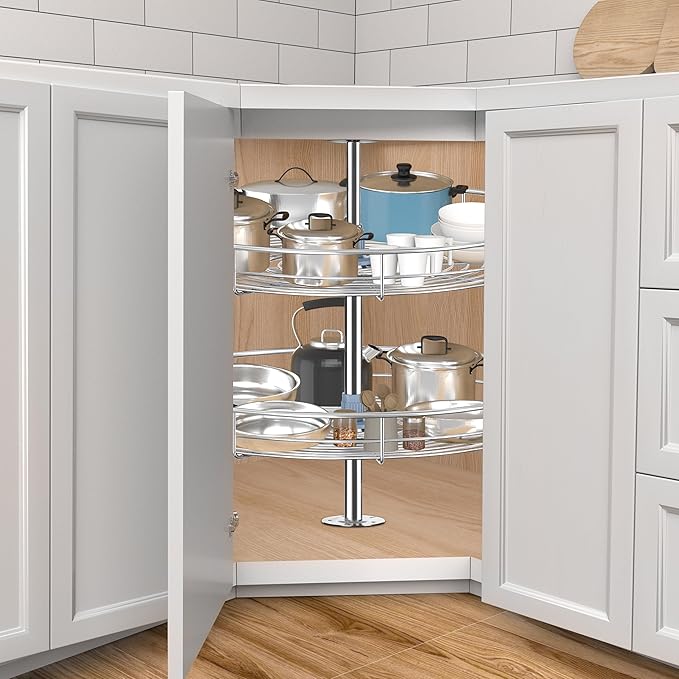 32 1/4" Lazy Susan Turntable for Cabinet, Full Circle Corner Cabinet Lazy Susan Replacement Shelves, Suitable for Minimum Cabinet Size 36 inches, Rotating Rack for Corner Base