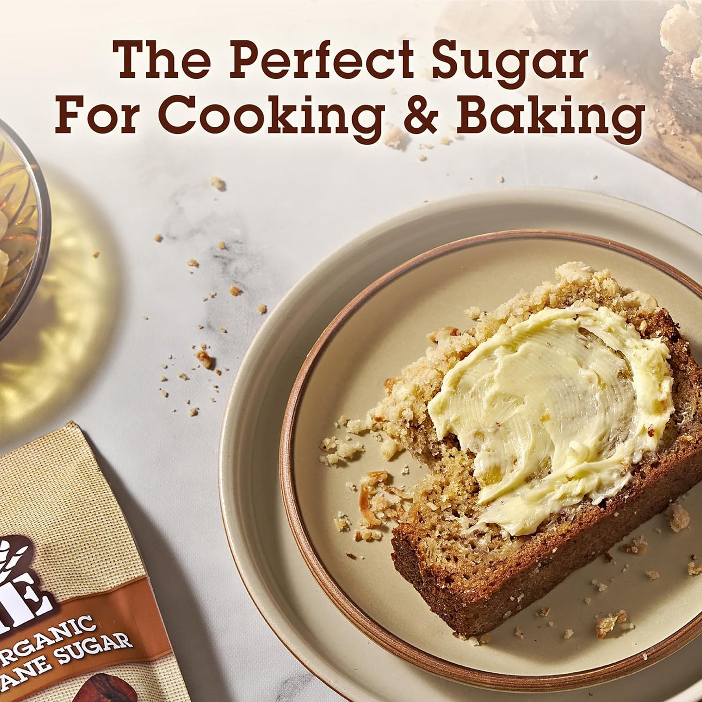 Sugar In The Raw Organic Granulated White Premium Cane Sugar, Pure Natural Sweetener, Hot & Cold Drinks, Coffee, Cooking, Baking, Vegan, Gluten-Free, Non-GMO, Bulk Sugar, 24 oz Bag (1-Pack)