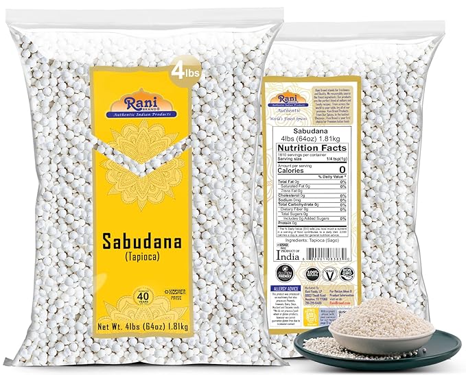 Rani Sabudana (Tapioca/Sago) Pearls 64oz (4lbs) 1.81kg Bulk ~ All Natural | Vegan | No Colors | NON-GMO | Indian Origin
