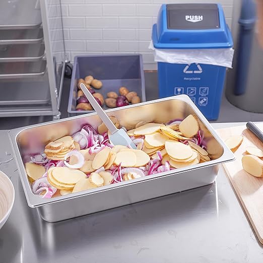 Hotel Pans Full Size 6-Pack 4 Inch Stainless Steel Trays for Food Commercial Hotel Pan Food Containers Chafing Pans For Restaurant Buffet Party Supplies