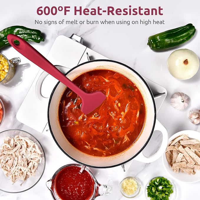 14in Extra Large Silicone Spatula: U-Taste 600ºF Heat Resistant Flexible Silicon Mixing Stirring Cooking Scraping Baking Bowl Scraper Seamless Spreader for Kitchen Nonstick Cookware (Red)