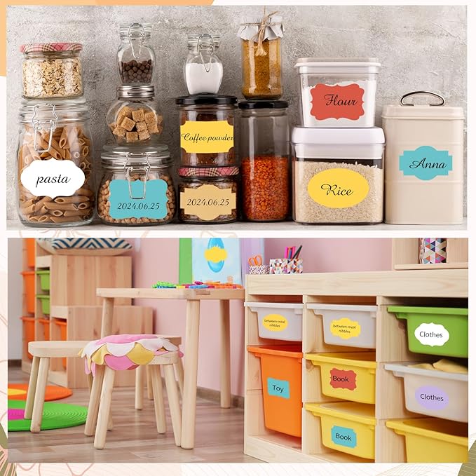 White Labels Stickers, 250PCS 3" x 2" Fancy Shape Stickers Labels for Storage Box or Food Jars Holiday Present Stickers Christmas Gift Tags Stickers