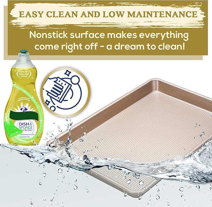 Ultra Cuisine Nonstick Quarter Sheet 13 +cookie sheets Baking Pan - Warp - Scratch Resistant - Texture for Easy Food Release - Durable Carbon Steel Design - Professional Quality 9 x 13 Baking Pan