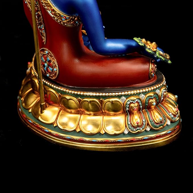 Buddha Statue Indoor, Handmade Copper Buddhism for Peace Home Decorative, Hand-Painted Buddhist Budda Meditation (14.17", Bhaisajyaguru)