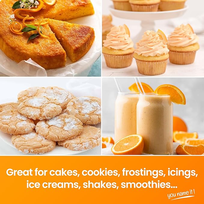 LorAnn Oils Orange Bakery Emulsion: True Essence, Ideal for Boosting Fruit Tones in Cakes, Cookies & Desserts, Gluten-Free, Keto-Friendly, Extract Substitute Essential for Your Kitchen, 4 Oz
