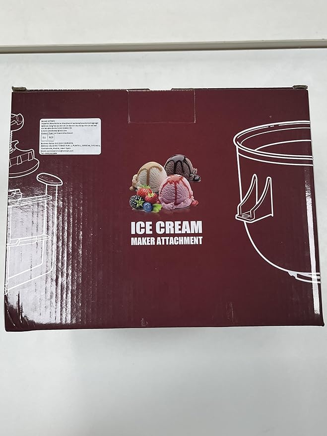 Ice Cream Maker Attachment for Kitchenaid, 2 Quart Frozen Ice Cream Bowl for Stand Mixer 4.5/5/6/7QT, Sorbet Gelato Maker for Homemade Ice, Dessert, Yogurt