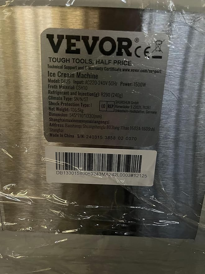 VEVOR Commercial Ice Cream Machine, 21-31 L/H Yield, 1800W 3-Flavor Freestanding Soft Serve Ice Cream Maker, 2 x 5.5L Stainless Steel Cylinder, LED Panel Auto Clean Pre-cooling, for Restaurant Bars