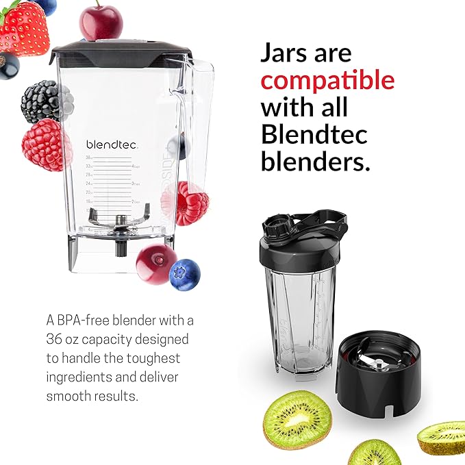 Blendtec Original Designer Series Blender and 90 Oz WildSide+ Jar - Kitchen Blender Bundle - Red