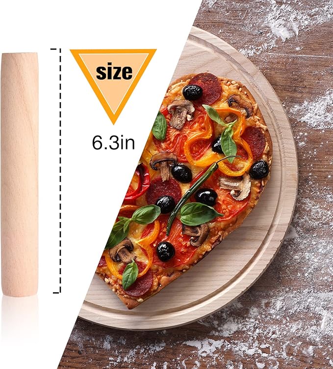 Small Wooden Rolling Pin, Dumpling Dough Roller Wooden Mini Rolling Pins Kitchen Utensil Tool for Fondant, Pasta, Bread, Pastry, Cookies, Pizza, Pie, Cylinder Style, 6.3 Inch (20 Pieces)