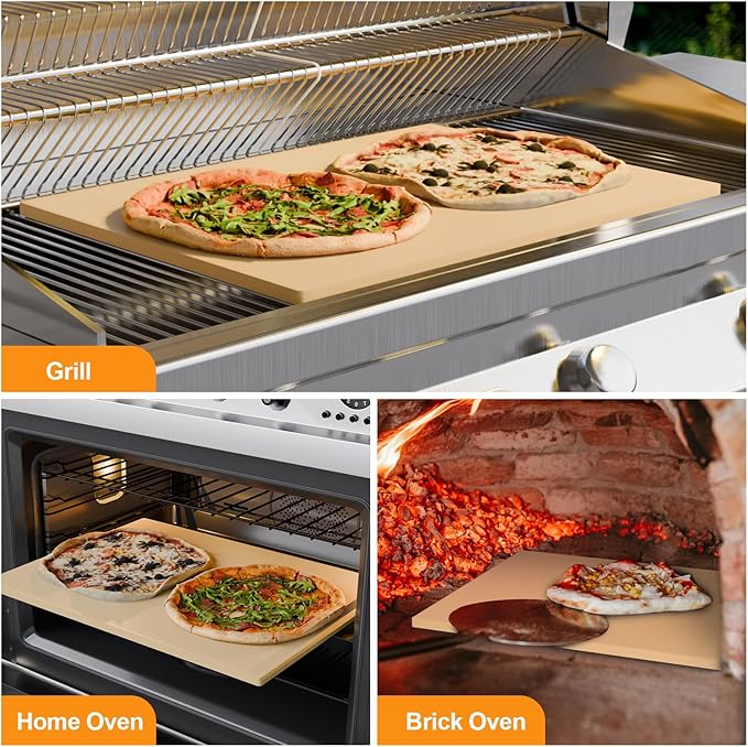 Extra Large Pizza Stone 22 Inch, Rectangular Pizza Grilling/Baking Stone 22" x 14", Industrial Commercial Oven Stone, Ideal for Grilling Baking Several Pizzas Bread - Includes Scaper
