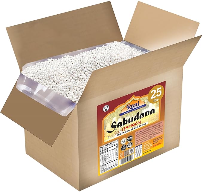 Rani Sabudana (Tapioca/Sago) Pearls 400oz (25lbs) 11.36kg Bulk Box ~ All Natural | Vegan | No Colors | NON-GMO | Indian Origin