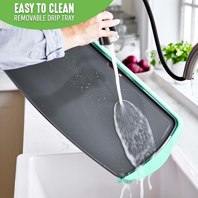 GreenLife 20” Extra Large Electric Griddle, Non-Toxic PFAS & PFOA-Free Ceramic Nonstick, Temperature Control, Quick Even Heating, Removable Drip Tray, Pancakes, Eggs, Sausage, Easy Clean, Turquoise