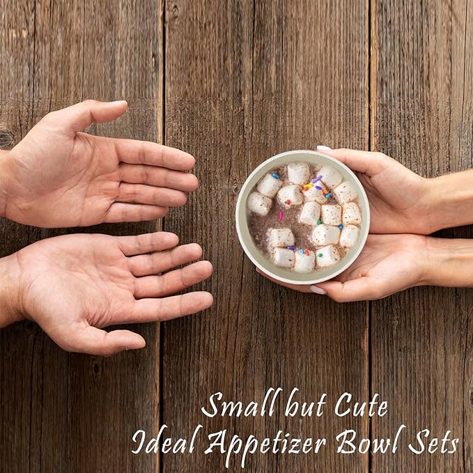 wheat straw dessert bowls 10oz set of 8 - Unbreakable snack Bowls for kids - Mini Bowls for Ice Cream,Snack and Fruits - Microwave & Dishwasher Safe Appetizer Bowl Sets - Beige