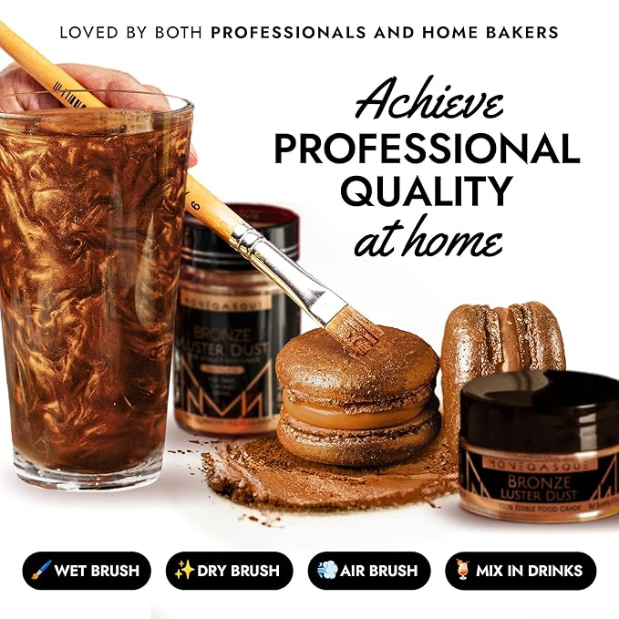 MONÉGASQUE Bronze Edible Glitter for Drinks 7g – Copper Edible Glitter for Cakes & Cocktails – Luster Dust for Drinks, Cocktail, & Chocolate – Drink Shimmering Bronze – Cake Decorations Sprinkles