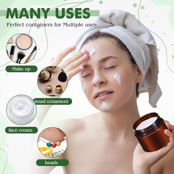 SATINIOR 6 Pack 2 oz Plastic Jars Containers with Lids Wide-mouth Refillable Leakproof Reusable Round Empty Jars for Travel Cosmetic Dry Food Spice Candy Cookie Home Kitchen Organizing(Amber)