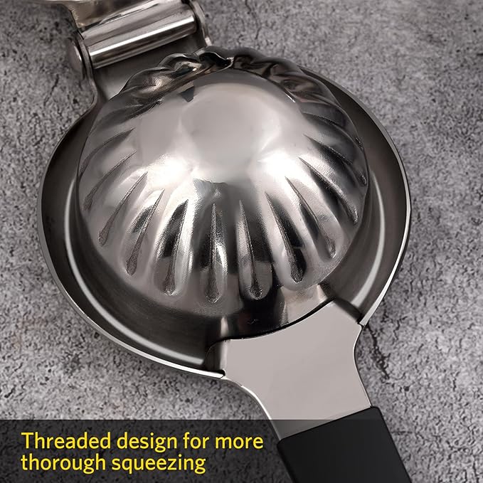Lemon Squeezer, Sopito Stainless Steel Citrus Squeezer with Mesh Strainer Heavy Duty Lemon Press with Large Metal Bowl for Seedless Juicing, Non-Slip Grip Design Manual Juicer