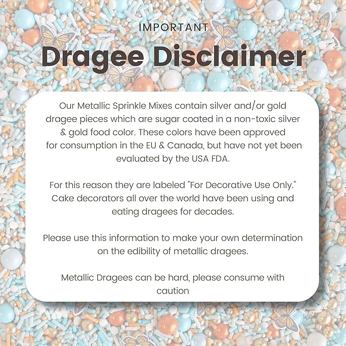 Sprinkle Pop Monarch Butterfly Sprinkle Mix| Blue Orange Sprinkles with ~20 Butterfly Wafer Paper and Gold Dragees| Decorating Sprinkles Made In USA for Mother’s Day Cupcakes Cakes Cookies Donuts, 4oz