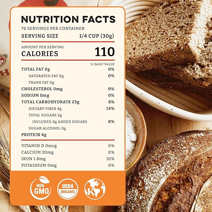 Sunrise Flour Mill Organic Heritage Whole Wheat Flour - 2 lbs | Easier to Digest with Less Bloating | No Bleaching or Bromating | Zero Additives