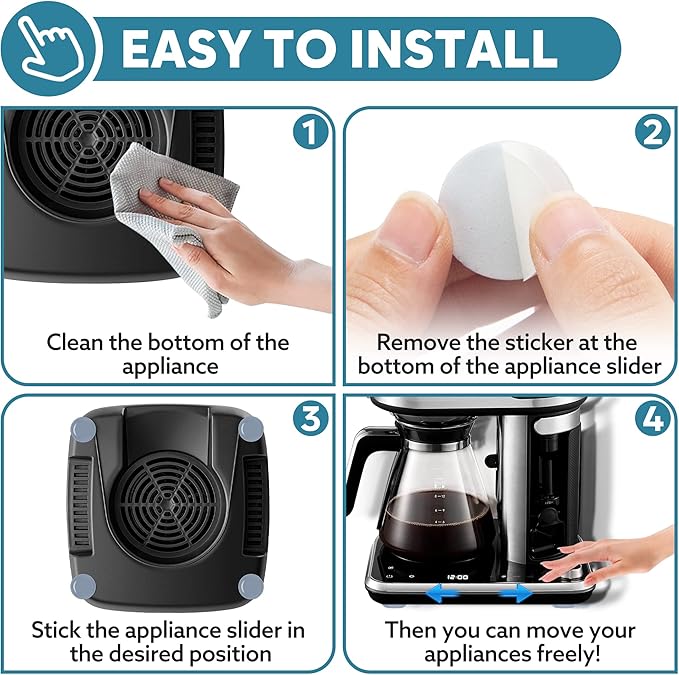 Appliance Slider for Kitchen Appliances, 36 PCS Self-Adhesive DIY Small Kitchen Appliance Slider for Most Countertop Coffee Maker, Air Fryer, Pressure Cooker, Deep Fryer, 3 Size, 19mm+22mm+25mm