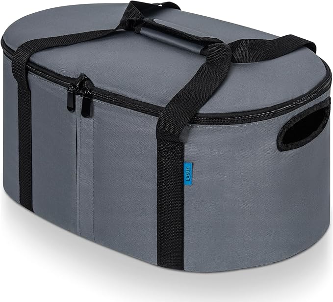 Portable Slow Cooker Travel Bag, Isulated Carrier Case Tote for 4-8 Quart Crock Carrier Compatible with Else Brands, Internal Mesh Net Holds Pot in Place, For Travel, Outdoor, Picnic, Grey