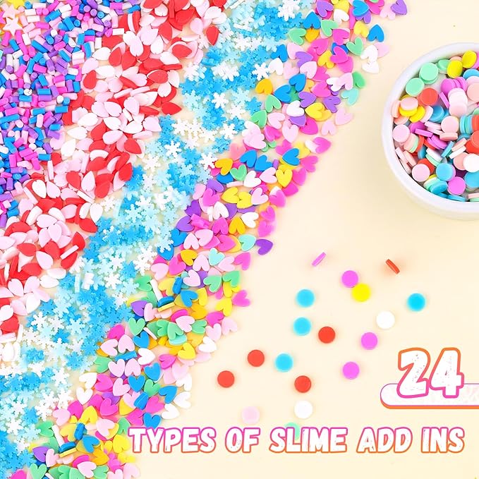 24-Grid Slime Mix Ins Non-edible Polymer Clay Slime Add Ins|Fake Sprinkles Kawaii Charms for Nail Art Design,Lip Gloss,Cellphone Decorations Assorted Sprinkle Decoration & Accessories for DIY Crafting