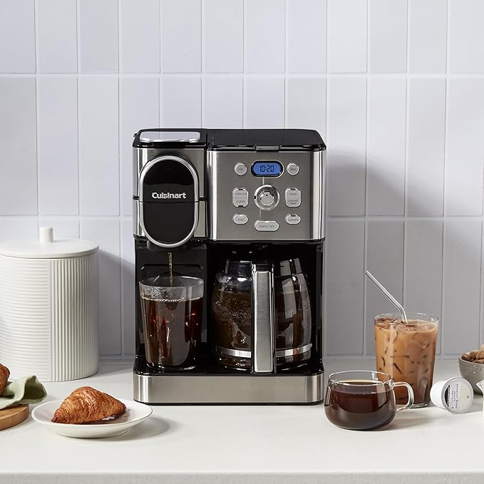 Cuisinart Coffee Maker, 12-Cup Glass Carafe, Automatic Hot & Iced Coffee Maker, Single Server Brewer, Stainless Steel, SS-16