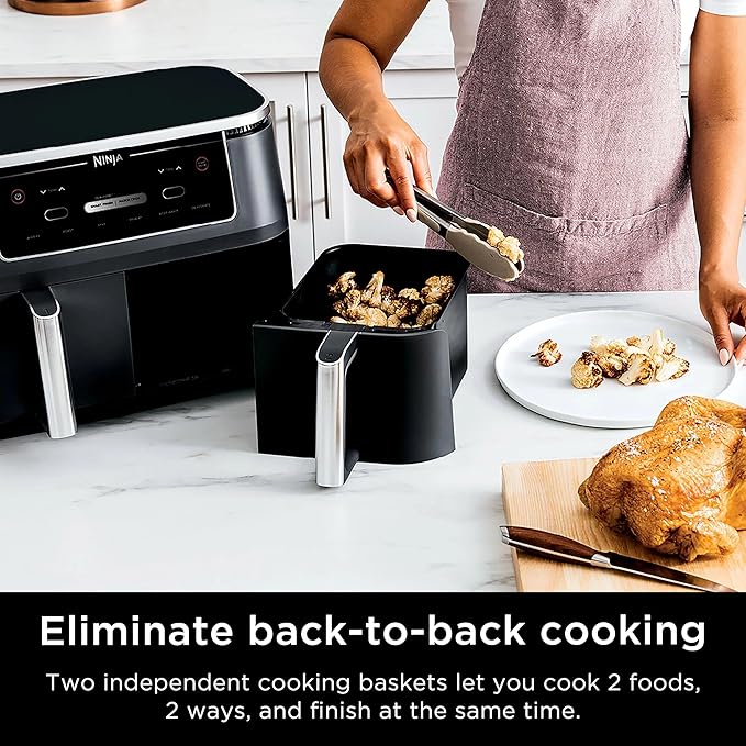 Ninja R-AD300CO Foodi 6-in-1 10-qt. XL 2-Basket Air Fryer with DualZone Technology, Black - Certified Refurbished