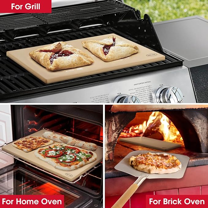 Unicook 22 Inch Extra Large Pizza Stone for Oven and Grill, Rectangular Baking Stone 22" x 14" x 0.6", Thermal Shock Resistant, Ideal for Baking Several Crispy Pizzas Bread