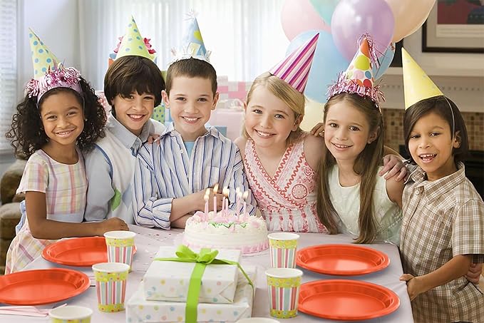 Exquisite Party Solids Orange Plastic Plates For Party 9" Orange Disposable Plates Heavy Duty Supplies 100 Pcs Plastic Dinnerware Sets Heavy Duty 350 GSM Disposable Dinnerware Set