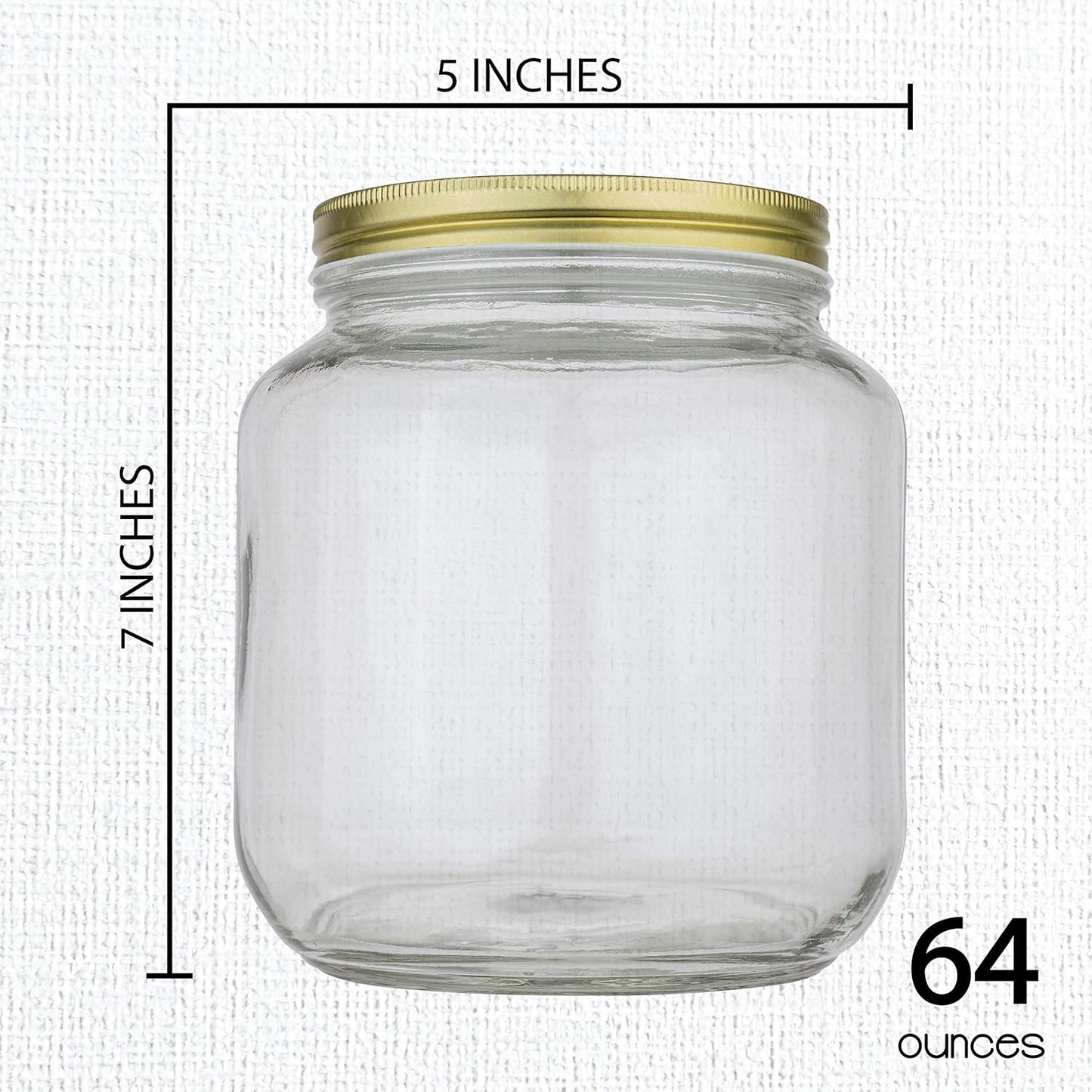 kitchentoolz 2 Pack Half Gallon Mason Wide Mouth Glass Jar with Airtight Metal Lid - 1/2 Gallon Mason Jar - Fermenting Kombucha Kefir - Curing Pickling, Storing and Canning - BPA-Free Gold Lid