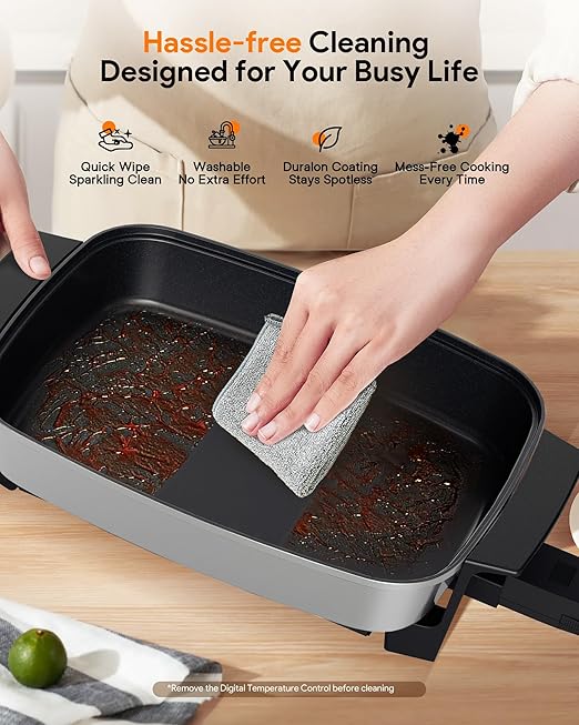 Nuwave Medley XL Digital Electric Skillet, Family Size Griddle w/Glass Lid, 2025 New & Improved Precision Heating, 100°-425°F, PFAS Free G11 Nonstick Ceramic Coating, Portable Hot Plate, 7qt Capacity