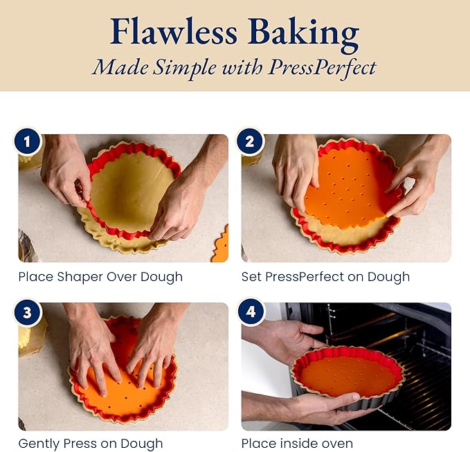 PressPerfect Silicone Pie Weight - Patented Blind Baking Insert for TartArt 9 Inch Tart Pan - Alternative to Ceramic Pie Weights for Baking Crust - No Puff Ups or Cracked Crusts