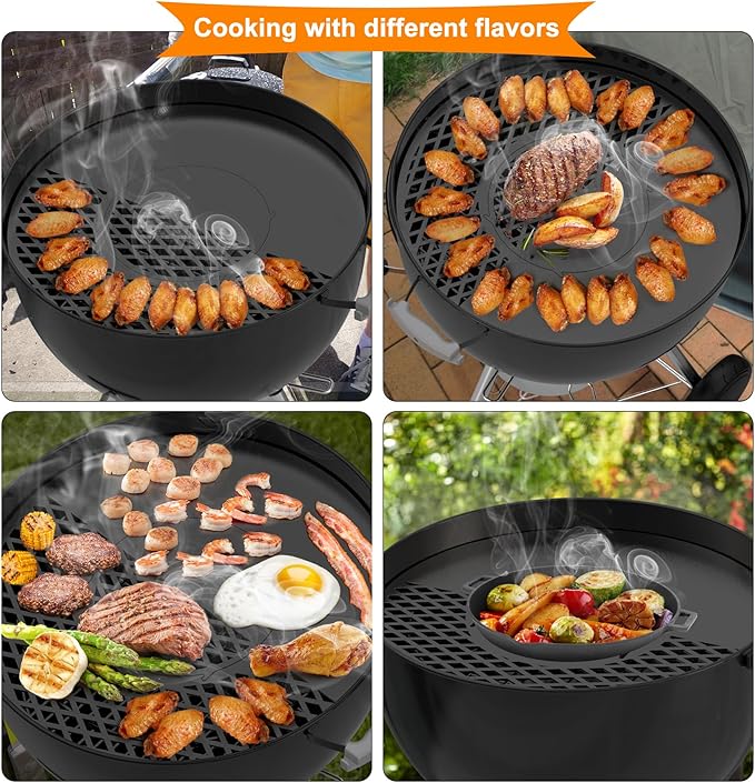 Onlyfire BBQ Griddle and Grate Combo Kit for Weber 26 inch Kettle Charcoal Grills