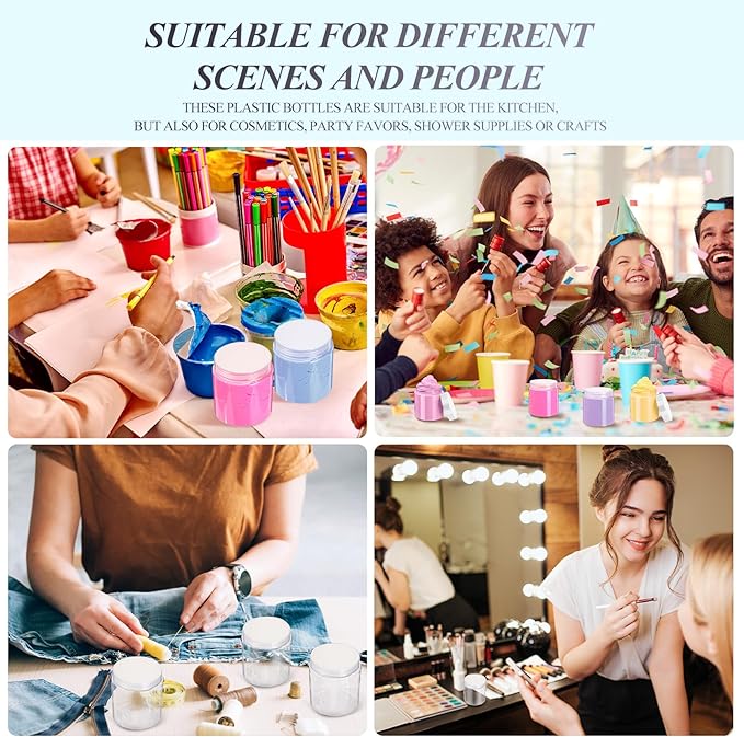 SATINIOR 6 Pack 5 oz Plastic Jars Containers with Lids Wide-mouth Refillable Leakproof Reusable Round Empty Jars for Travel Cosmetic Dry Food SpiceCandy Cookie Home Kitchen Organizing (Clear)