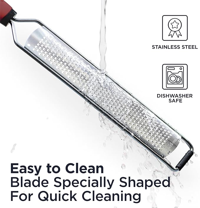 Deiss PRO Citrus Zester & Manual Cheese Grater - Parmesan, Lemon, Ginger, Garlic, Nutmeg, Chocolate - Sharp Stainless Steel Blade - Dishwasher Safe