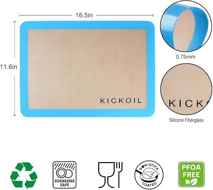 Silicone Baking Mat Large Set 4 Half Sheet-Silicone Bakeware Mat for Oven Reusable Heat Resistant Non Stick Baking Sheet BPA Free Cooking Supplies for Cookie, Bread, Macaron&Pastry,Rectangular