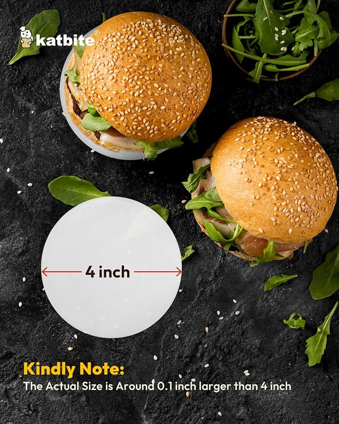 Katbite 4 Inch 400Pcs Parchment Paper Rounds, Round Parchment Paper for Cake Baking, Air Fryer Liners, Freezing, Tortilla Press(2 Pack of 200Pcs)