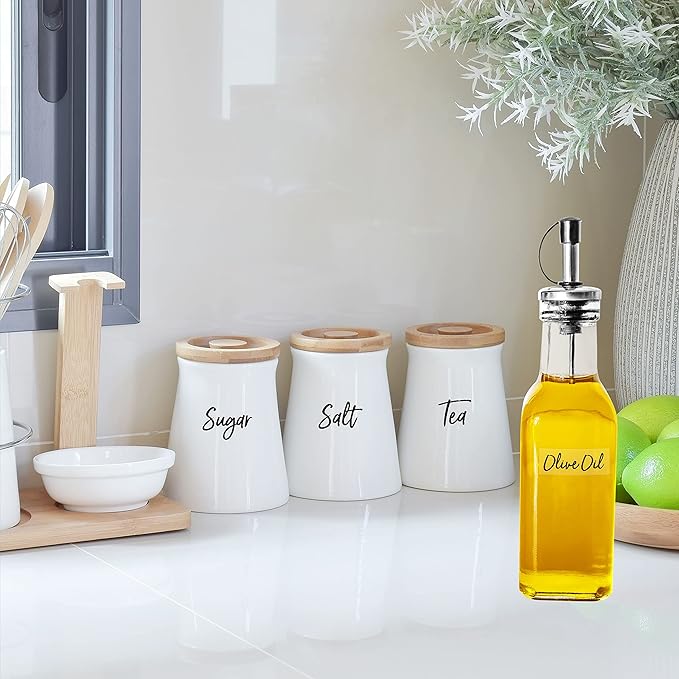 Hebayy 612 Script Pantry Food Labels, Water & Oil Resistant Pantry Label Stickers Food Jar Label for Organization and Storage