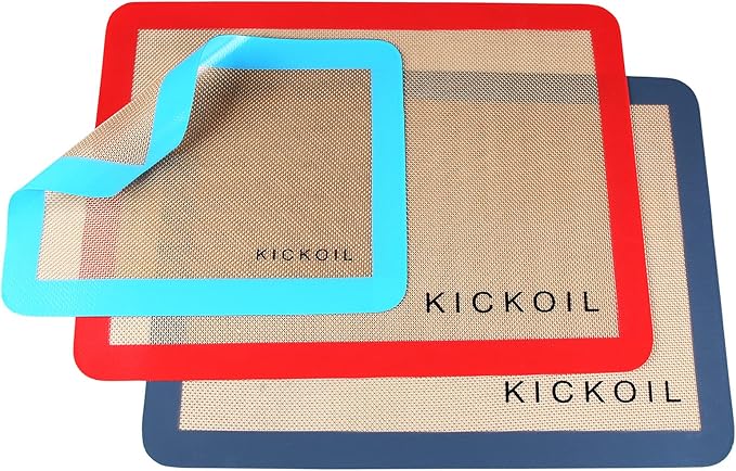 Silicone Baking Mat Large Baking Mat Set of 3-2 Half Sheets 16.5" x 11.6" +1 Quarter Sheet,Reusable Non-Stick Food Safe Bakeware Liners for Cookies, Macarons, Bread/Pastry Keep Oven Pans Clean
