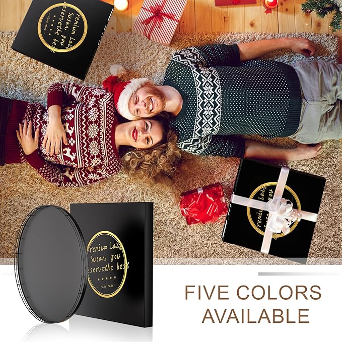 16" Oak Wooden Lazy Susan Turntable for Dining Table, Large Round Lazy Susans Organizer for Kitchen Countertop, Tabletop 360°Rotating Tray for Spice Organization and Storage Black Home Decor