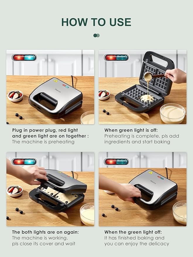 3-in-1 Waffle, Grill & Sandwich Maker, Panini Press Grill and Waffle Iron Set with Removable Non-Stick Plates, Perfect for Cooking Grilled Cheese, Tuna Melts, Burgers, Steaks and Snacks, Black (3 in1 Sandwich Maker All Stainless Steel)