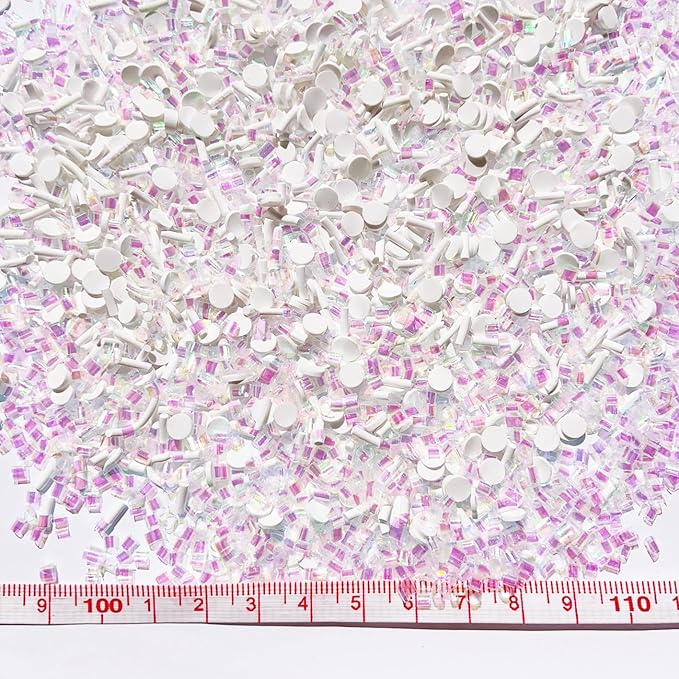 EHOPE Fake Sprinkles Polymer Sprinkles Faux Sprinkles Fake Candy Sprinkles Clay Sprinkles Polymer Clay Slices for Nail Art DIY Crafts Cake Phone Case (50-Guan WhiteRound+Sugar)