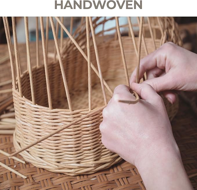 GRANNY SAYS Basket for Organizing, Wicker Storage Baskets for Shelves, Woven Baskets for Storage, Waterproof Shelf Baskets for Living Room, Rectangular Woven Basket with Handles, 1-Pack